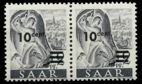 SAARLAND 1947 Nr 226ZII postfrisch WAAGR PAAR 7A14A2