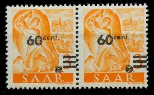 SAARLAND 1947 Nr 227ZII postfrisch WAAGR PAAR 7A14AE