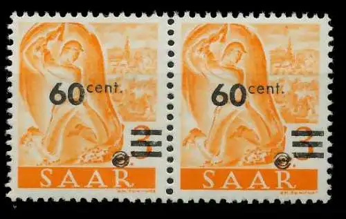 SAARLAND 1947 Nr 227ZII postfrisch WAAGR PAAR 7A14CA
