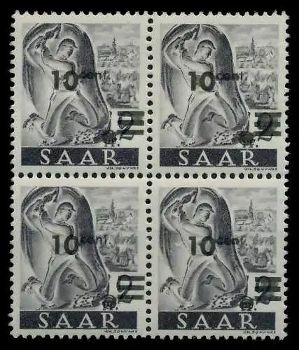 SAARLAND 1947 Nr 226ZII postfrisch VIERERBLOCK 7A14E2