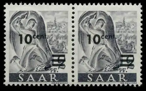 SAARLAND 1947 Nr 226ZII postfrisch WAAGR PAAR 7A14EA