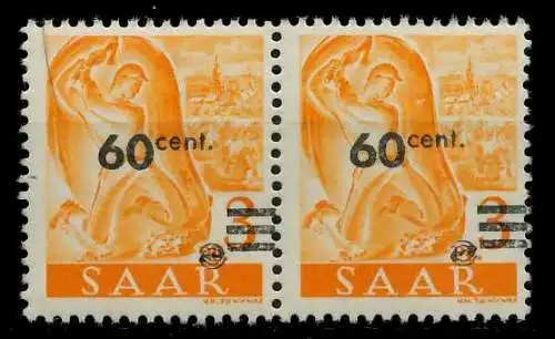 SAARLAND 1947 Nr 227ZII postfrisch WAAGR PAAR 7A14FE