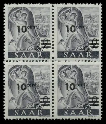 SAARLAND 1947 Nr 226ZII postfrisch VIERERBLOCK 7A150E
