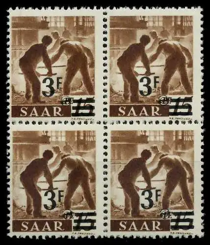 SAARLAND 1947 Nr 230ZII postfrisch VIERERBLOCK 7A151A