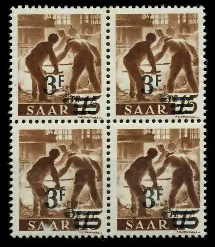 SAARLAND 1947 Nr 230ZII postfrisch VIERERBLOCK 7A152A