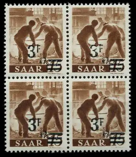 SAARLAND 1947 Nr 230ZII postfrisch VIERERBLOCK 7A1586