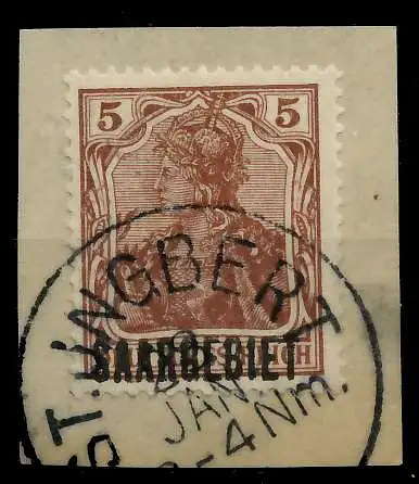 SAARGEBIET GERMANIA Nr 44b zentrisch gestempelt Briefst³ck 7B227E