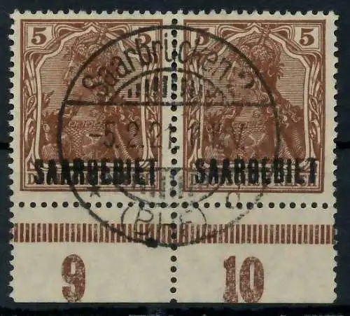 SAARGEBIET GERMANIA Nr 44a zentrisch gestempelt WAAGR PAAR U 7B2292
