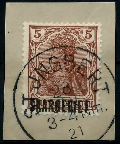 SAARGEBIET GERMANIA Nr 44b zentrisch gestempelt Briefst³ck 7B22D6