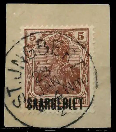 SAARGEBIET GERMANIA Nr 44b zentrisch gestempelt Briefst³ck 7B22EE