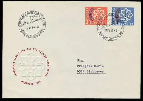SCHWEIZ 1959 Nr 681-682 BRIEF FDC 7B2506