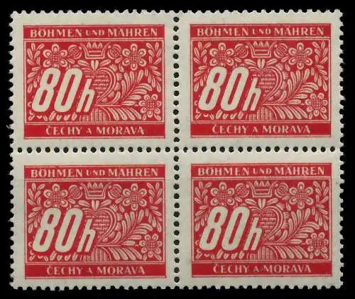 BÖHMEN MÄHREN PORTO Nr 8 postfrisch VIERERBLOCK 7B66AE