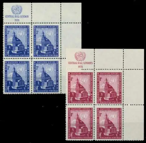 UNO NEW YORK Nr 68-69 postfrisch VIERERBLOCK ECKE-ORE 7BFC76