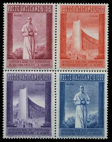 VATIKAN 1958 Nr 292-294 postfrisch VIERERBLOCK 7C4C36