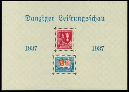 DANZIG 1937 Block 3 postfrisch 7DA812