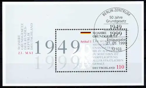 BRD BUND BLOCK KLEINBOGEN 1999 Block 48-ESST-BE S53CD02