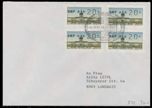 BERLIN ATM Nr 1-020 BRIEF MEF FDC 7E4626