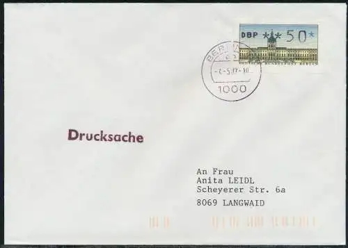 BERLIN ATM 1-050 DRUCKSACHE EF FDC 7E463A