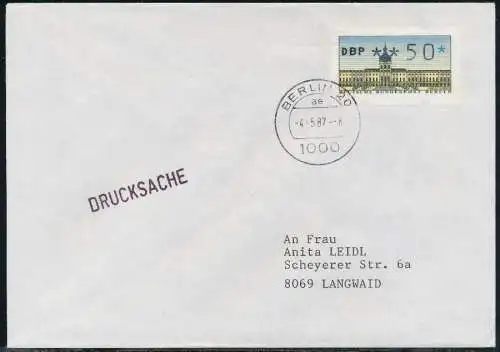 BERLIN ATM 1-050 DRUCKSACHE EF FDC 7E4642