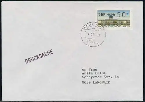 BERLIN ATM 1-050 DRUCKSACHE EF FDC 7E4666