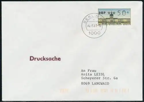 BERLIN ATM 1-050 DRUCKSACHE EF FDC 7E466A