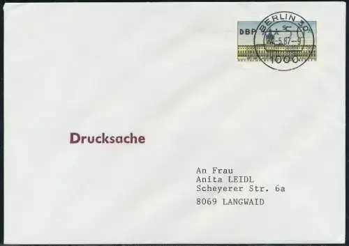 BERLIN ATM 1-050 DRUCKSACHE EF FDC 7E468A