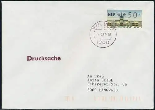 BERLIN ATM 1-050 DRUCKSACHE EF FDC 7E4656