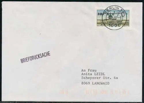 BERLIN ATM 1-070 BRIEFDRUCKSACHE EF FDC 7E46A6
