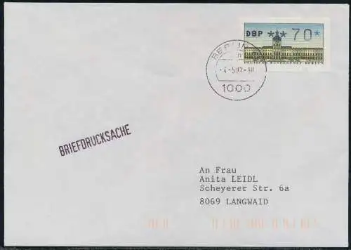 BERLIN ATM 1-070 BRIEFDRUCKSACHE EF FDC 7E46CE