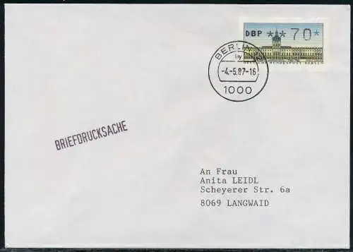 BERLIN ATM 1-070 BRIEFDRUCKSACHE EF FDC 7E46D2