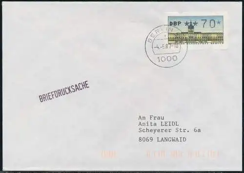 BERLIN ATM 1-070 BRIEFDRUCKSACHE EF FDC 7E469E