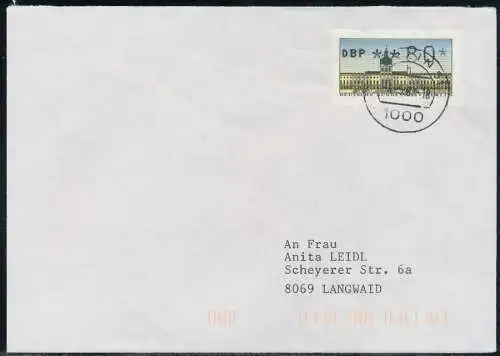 BERLIN ATM 1-080 NORMAL-BRIEF EF FDC 7E46BE