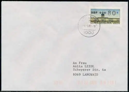 BERLIN ATM 1-080 NORMAL-BRIEF EF FDC 7E46E6