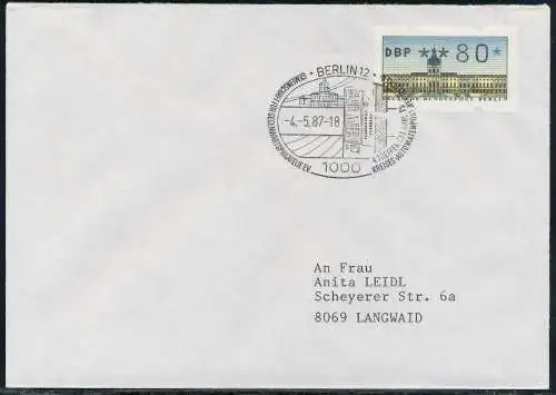 BERLIN ATM 1-080 NORMAL-BRIEF EF FDC 7E4716