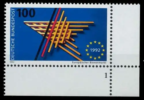 BRD BUND 1992 Nr 1644 postfrisch FORMNUMMER 1 7E4752