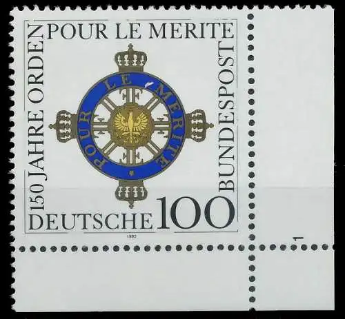 BRD 1992 Nr 1613 postfrisch FORMNUMMER 1 7E484A