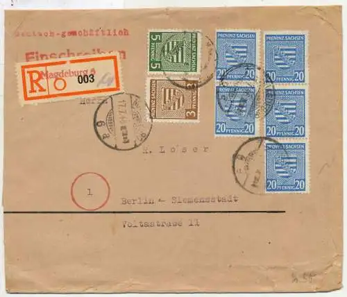 SBZ PROVINZ SACHSEN Nr 81X+74X+75X BRIEF MIF 7E634E
