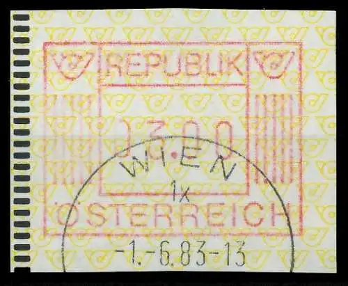 ÖSTERREICH AUTOMATENMARKEN Nr ATM 1-3S gestempelt 7E64EA