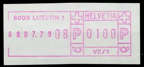 SCHWEIZ SCHALTERFREISTEMPEL Nr SFS1979 LUZERN ungebraucht 7E64FE