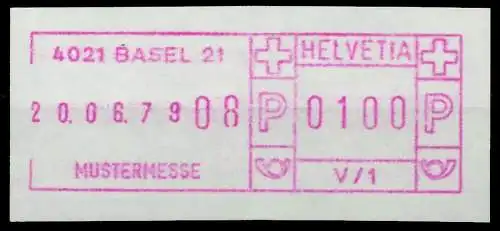 SCHWEIZ SCHALTERFREISTEMPEL Nr SFS1979 BASEL postfrisch 7E651A