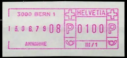 SCHWEIZ SCHALTERFREISTEMPEL Nr SFS1979 BERN postfrisch 7E651E