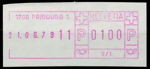 SCHWEIZ SCHALTERFREISTEMPEL Nr SFS1979 FRIBOURG 7E6526