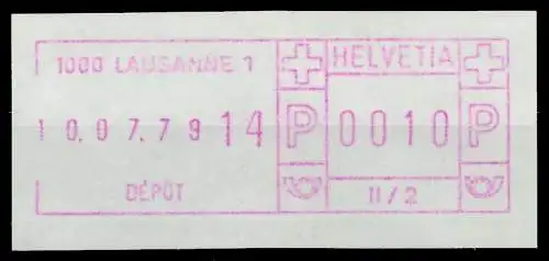 SCHWEIZ SCHALTERFREISTEMPEL Nr SFS1979 LAUSANNE 7E652A