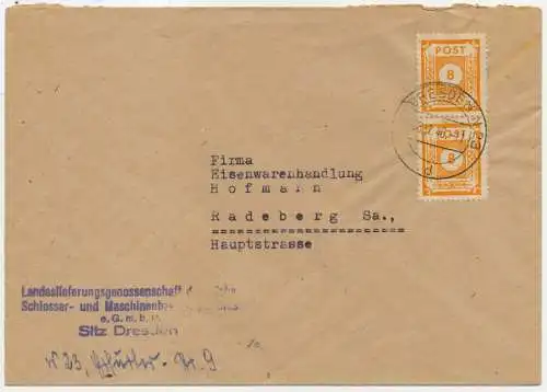 SBZ OSTSACHSEN Nr 59a BRIEF MEF 7E65FE