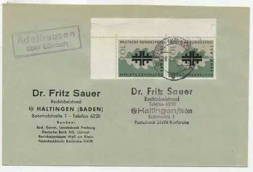 BRD 1958 Nr 292 BRIEF MEF ECKE-ULI 7E66A2