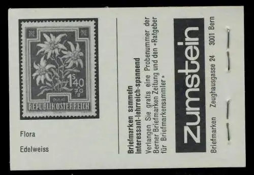 SCHWEIZ MARKENHEFT Nr MH 0-72 w aa zentrisch gestempelt S57598E