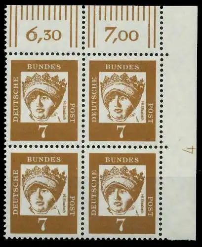 BRD DS BED DEUT Nr 348y DZ4 postfrisch VIERERBLOCK ECKE 7E84A6