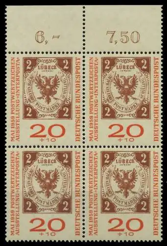 BRD 1959 Nr 311b postfrisch VIERERBLOCK ORA 7EAEC6