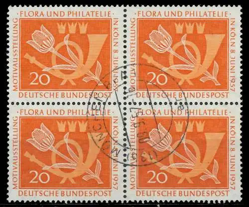 BRD 1957 Nr 254 zentrisch gestempelt VIERERBLOCK 7EB066