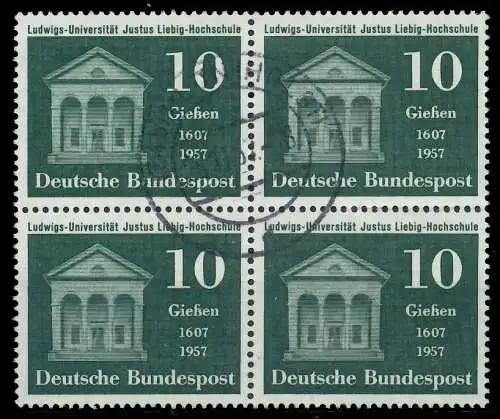 BRD 1957 Nr 258 zentrisch gestempelt VIERERBLOCK 7EB06E